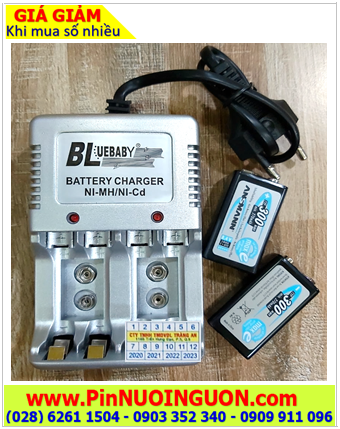 BlueBaby BL-5; Bộ sạc pin 9v BlueBaby BL-5 kèm 2 pin sạc Ansman 9v 300mAh